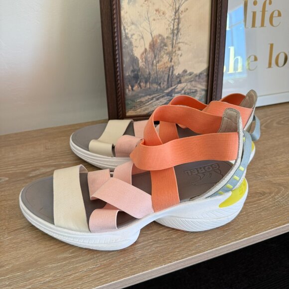 Sorel Explorer Blitz Pink & Coral Gradiant Multistrap Sandal 8 - Picture 3 of 7